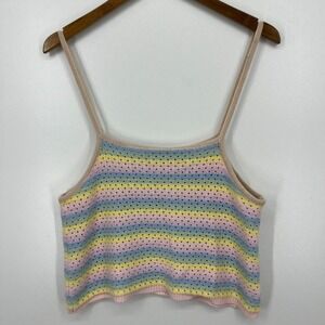 Anthropologie Saturday Sunday Taleen Rainbow Stripe Crochet Knit Tank Women's M